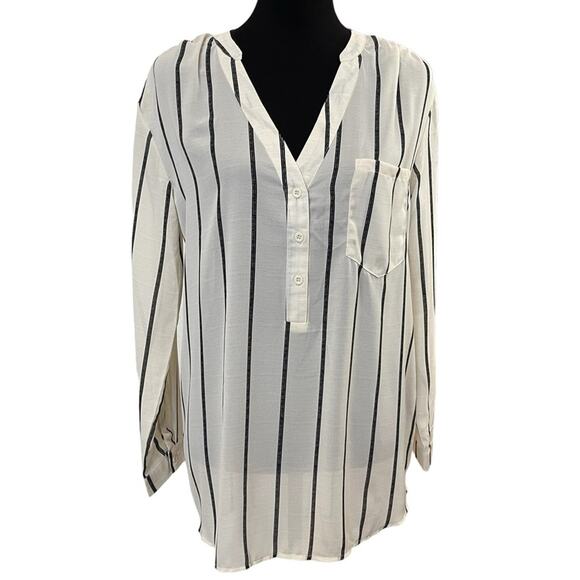 New ~ Layering Striped Sheer Long Sleeve Blouse ~~ Size Medium - Picture 1 of 7